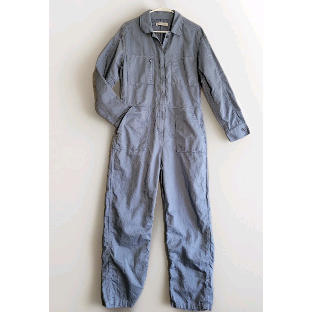 Outerknown French Blue Organic Cotton/Linen Blend Station Jumpsuit Sz M